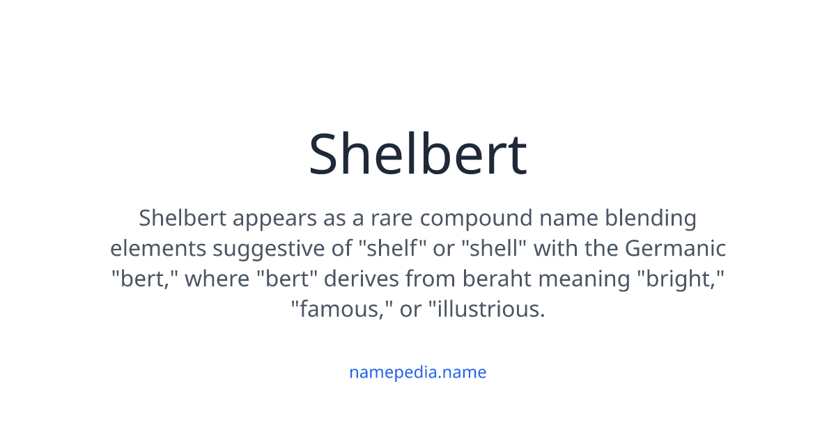 Shelbert Shelbert Meaning, Origin, Nicknames & Popularity | Namepedia