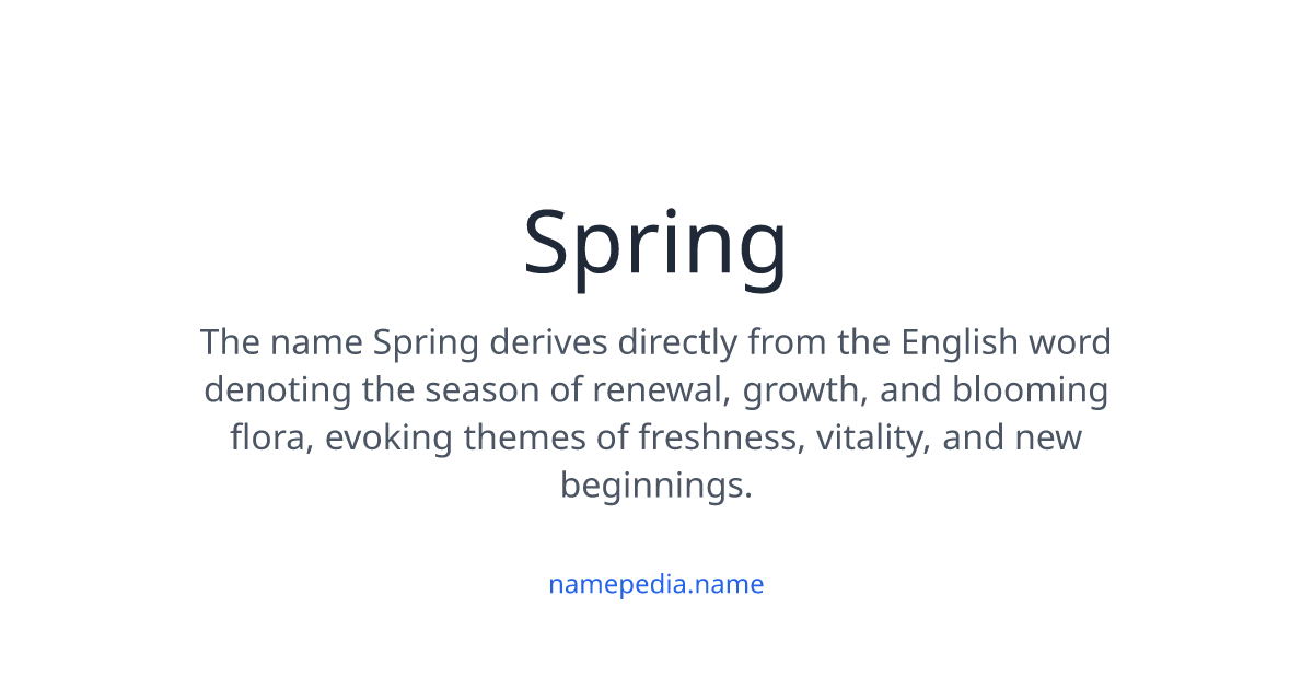 Spring Mening Spring Meaning, Origin, Nicknames & Popularity | Namepedia