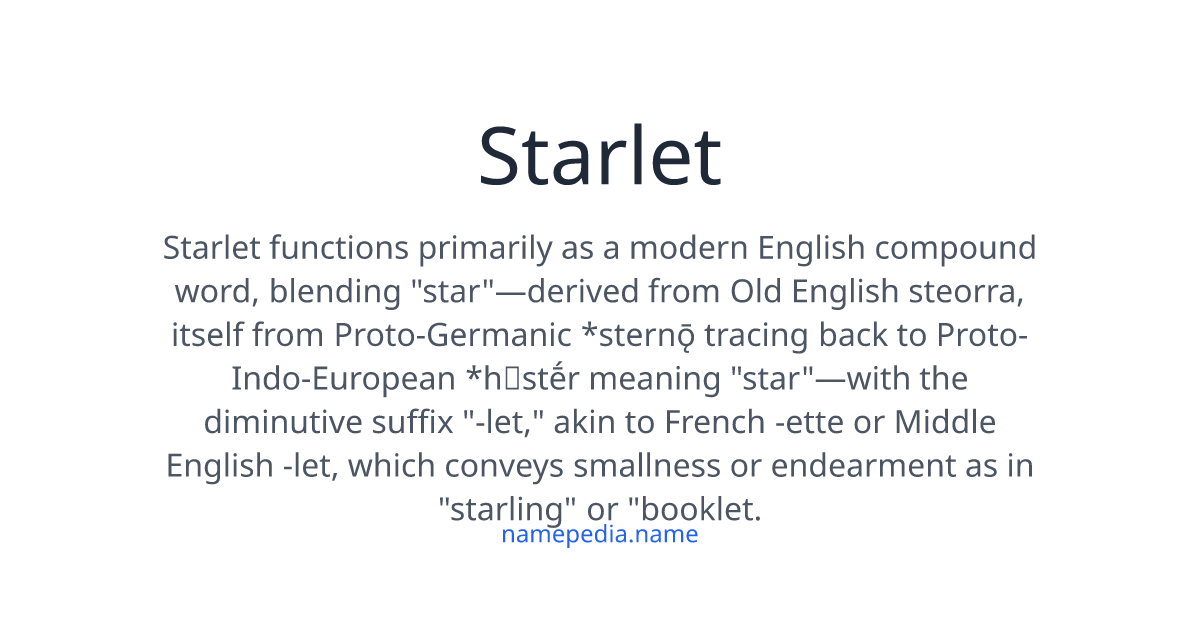 Starlet Text Starlet Meaning, Origin, Nicknames & Popularity | Namepedia