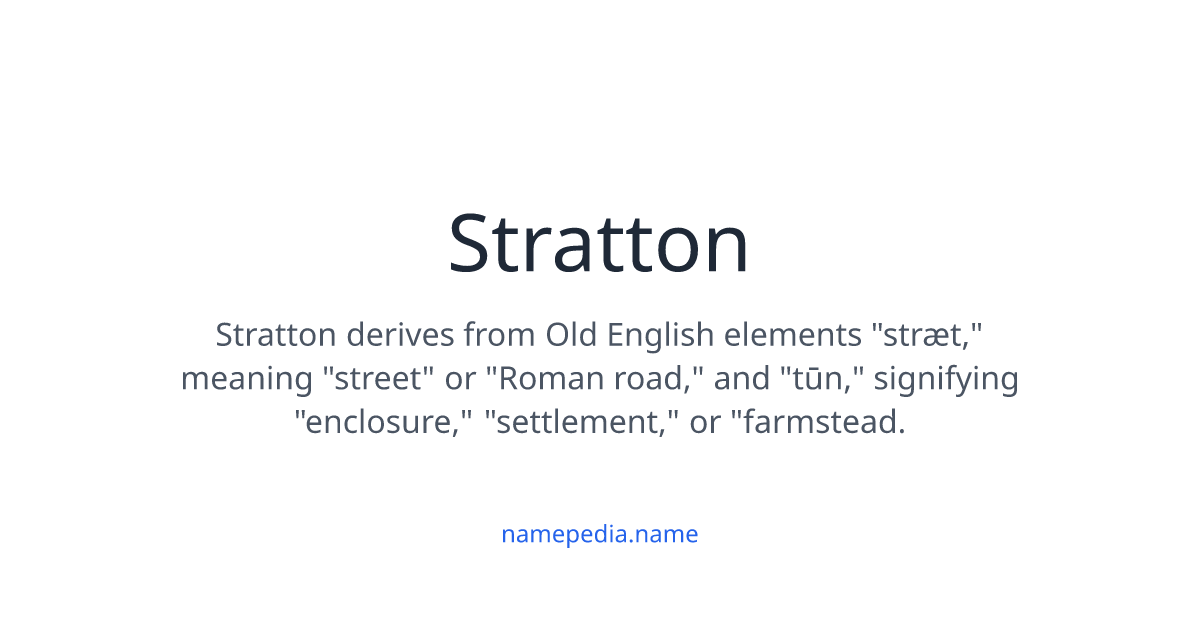 Stratton Name Stratton Meaning, Origin, Nicknames & Popularity | Namepedia