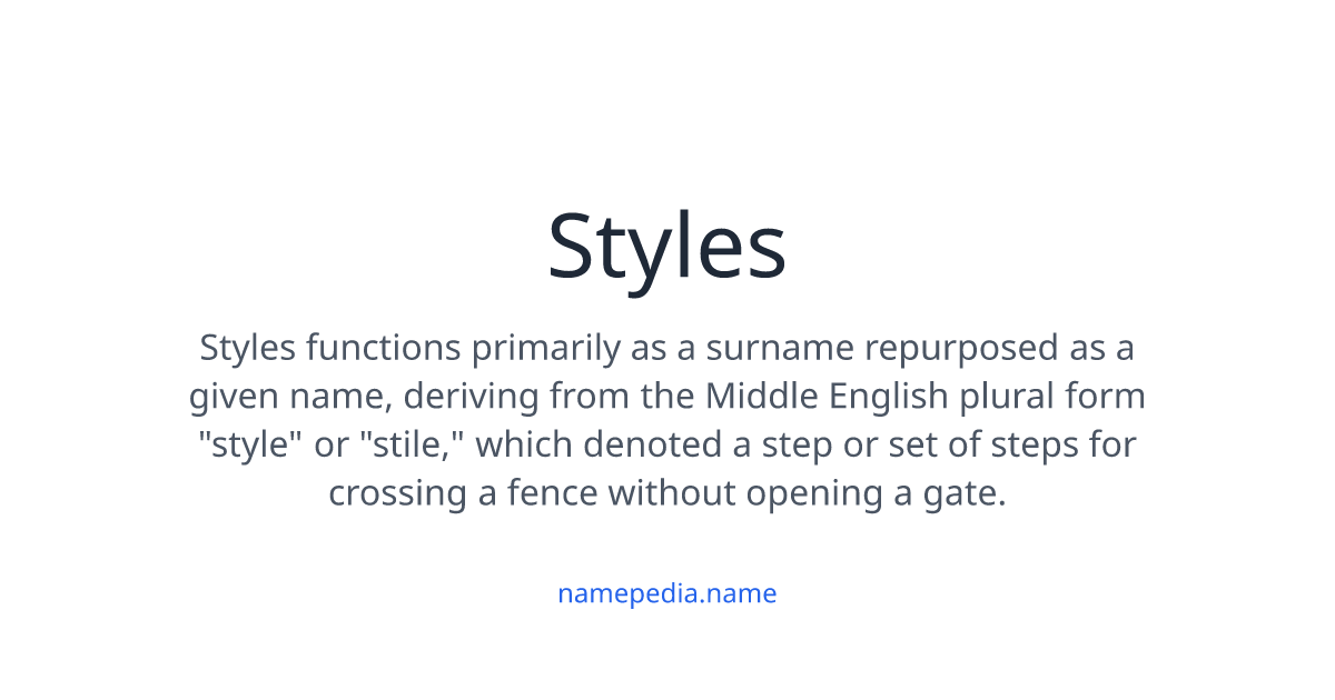 Styles Meaning, Origin, Nicknames & Popularity | Namepedia