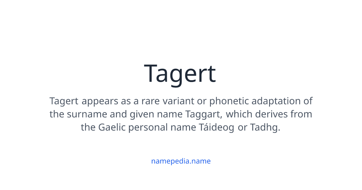 Tagert Meaning, Origin, Nicknames & Popularity | Namepedia