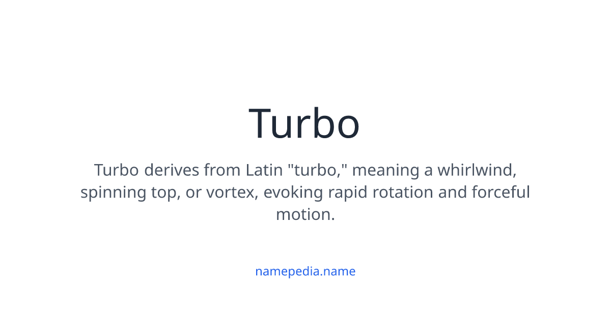 Turbo Names Turbo Meaning, Origin, Nicknames & Popularity | Namepedia