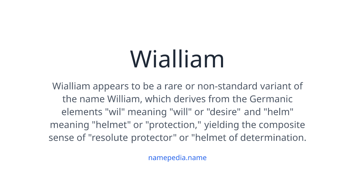 Wialliam Meaning, Origin, Nicknames & Popularity | Namepedia