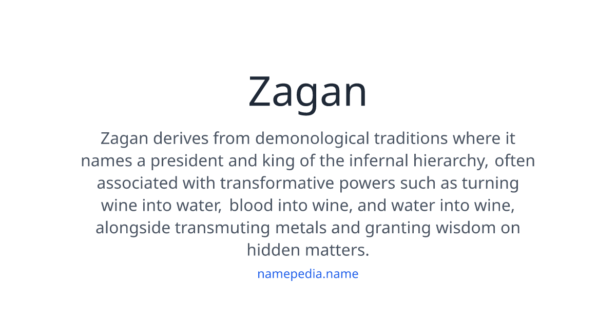 Zagan Meaning, Origin, Nicknames & Popularity | Namepedia