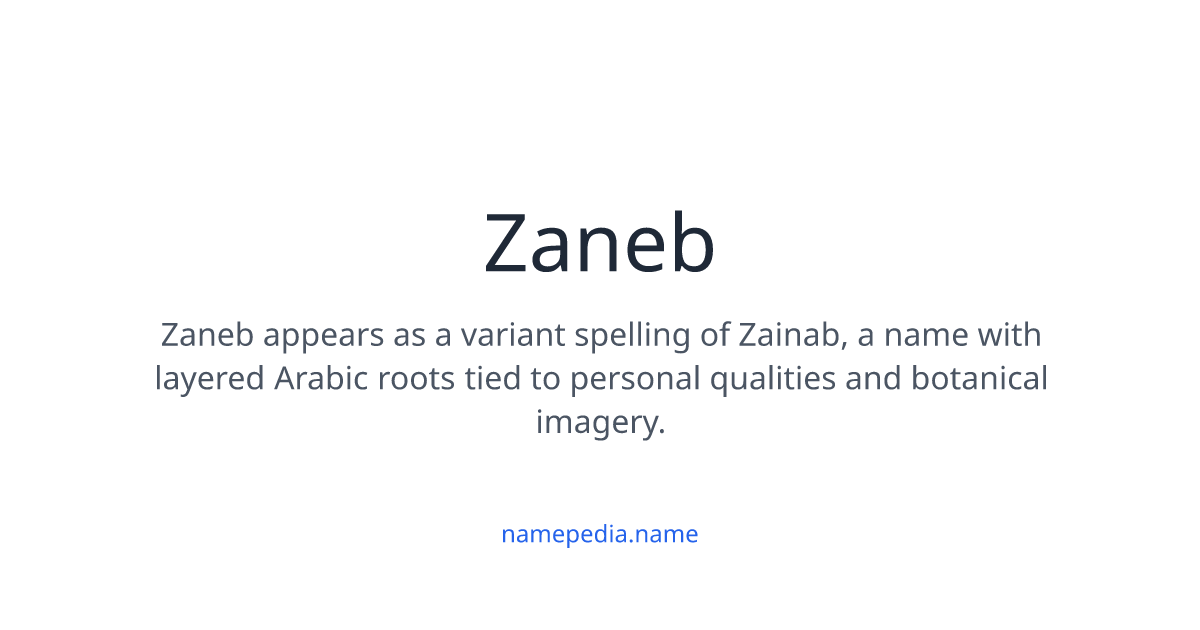 Zaneb Zaneb Meaning, Origin, Nicknames & Popularity | Namepedia